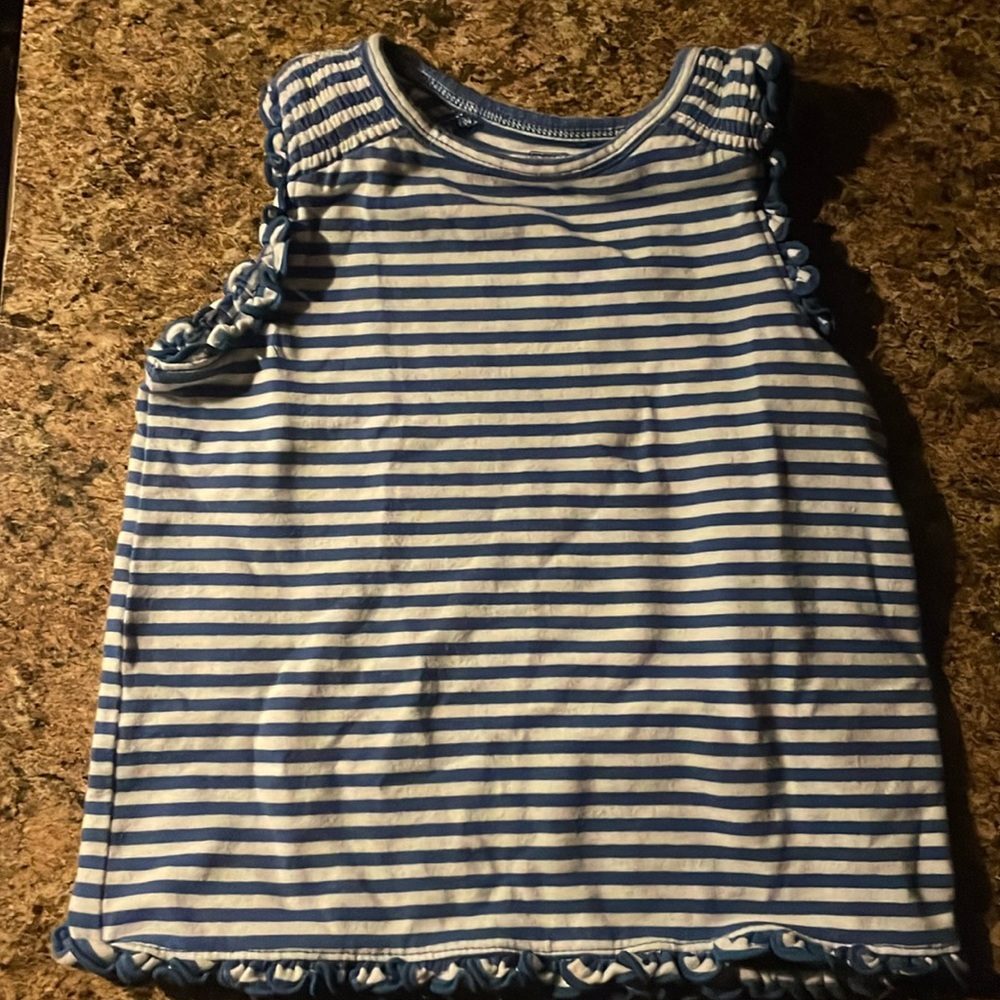 24m blue and white striped top